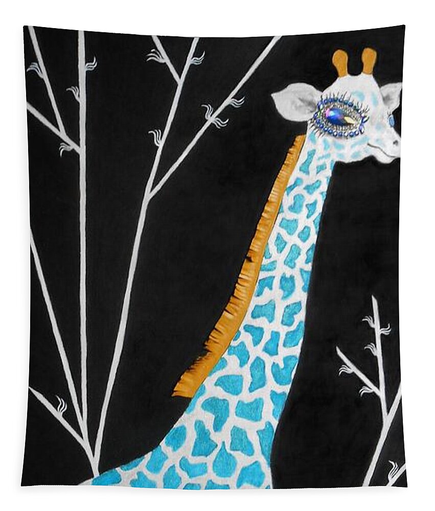 Giraffe Tapestry featuring the painting Gentle Giraffe by Jayne Somogy