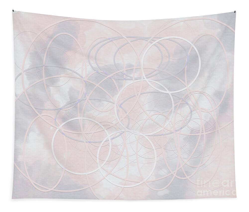 Pink Tapestry featuring the digital art Geometric abstract in pink and grey by Bentley Davis