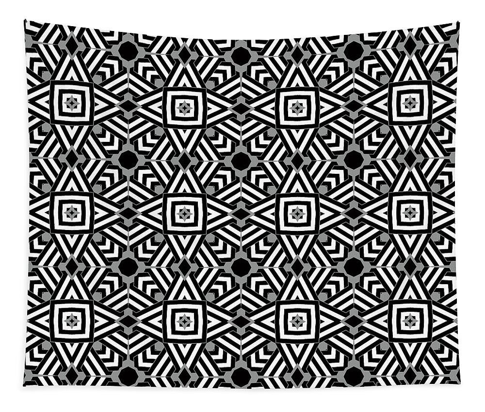 Pattern Tapestry featuring the digital art Geometric Designer Pattern 721 -Grey Black by Philip Preston