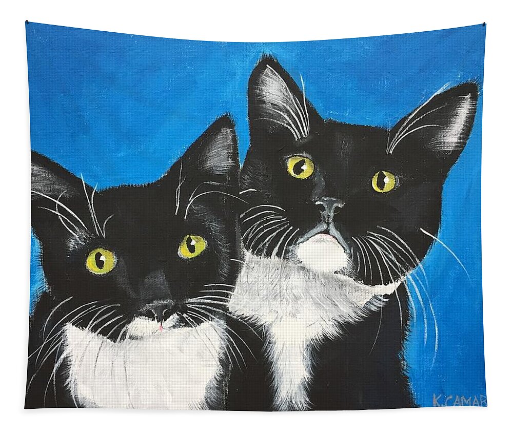 Pets Tapestry featuring the painting George and Grayson by Kathie Camara