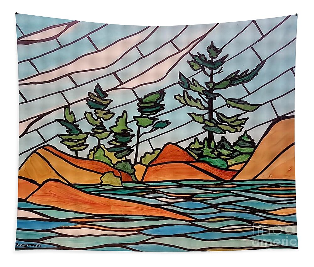Georgian Bay Tapestry featuring the painting Georgian Bay SG10 by Petra Burgmann