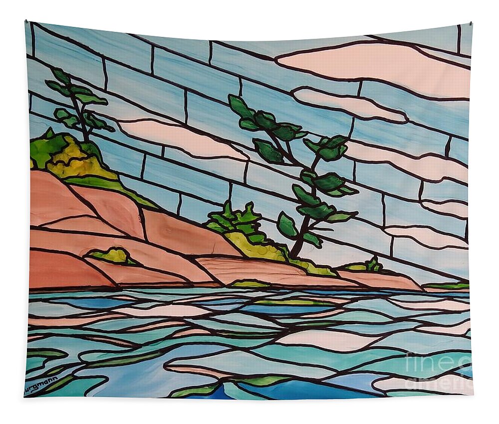 Alcohol Ink Tapestry featuring the painting Georgian Bay SG13 by Petra Burgmann
