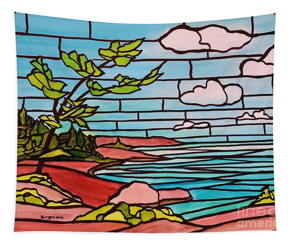 Alcohol Ink Tapestry featuring the painting Georgian Bay SG3 by Petra Burgmann