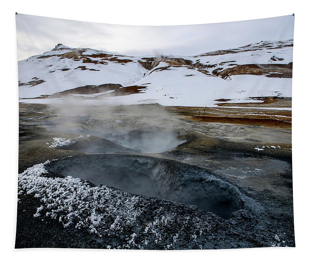 Iceland Tapestry featuring the photograph Lake Myvatn Geothermal Area, Northern Iceland by Earth And Spirit
