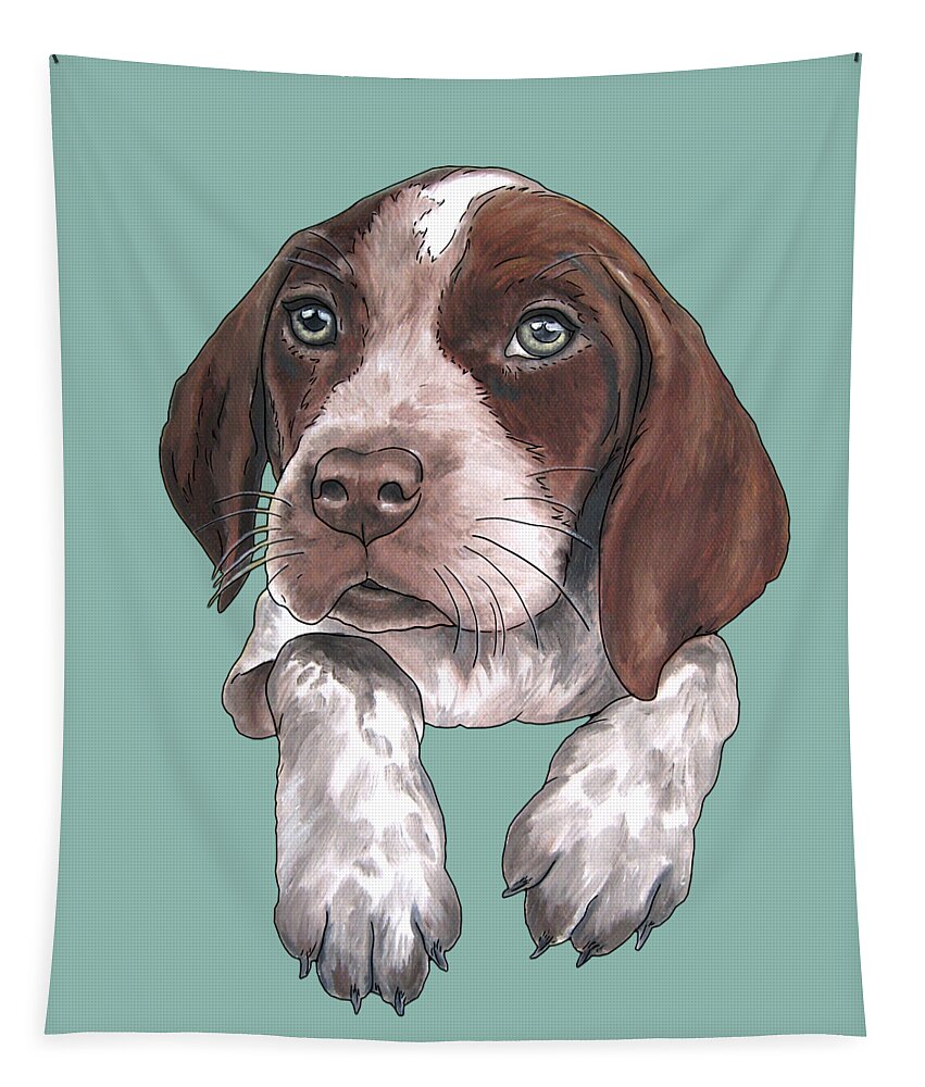 Dog Tapestry featuring the painting German Shorhaired Pointer Puppy by Jindra Noewi
