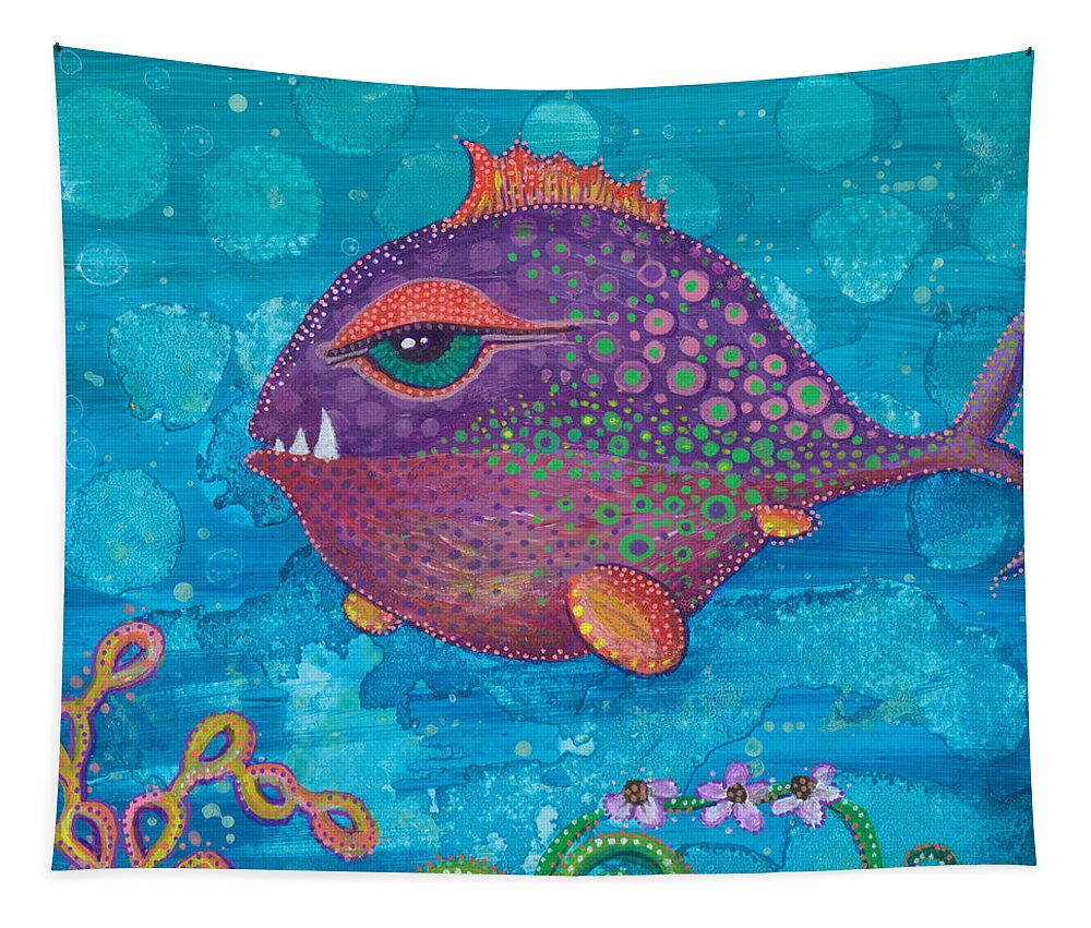 Fish Tapestry featuring the painting Geronimo by Tanielle Childers