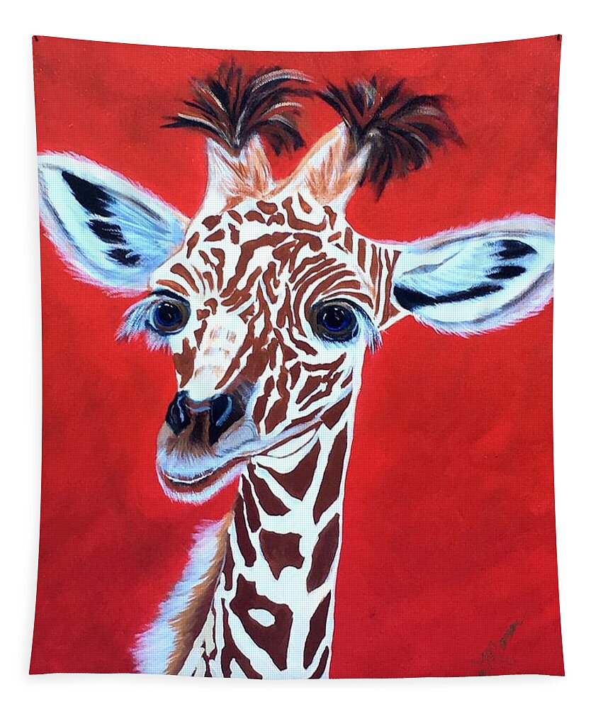  Tapestry featuring the painting Gerry the Giraffe by Bill Manson