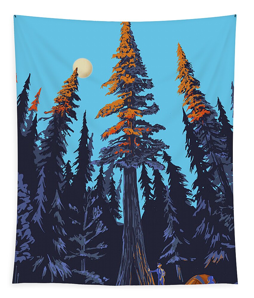 Nature Tapestry featuring the painting Giant Cedar by Sassan Filsoof