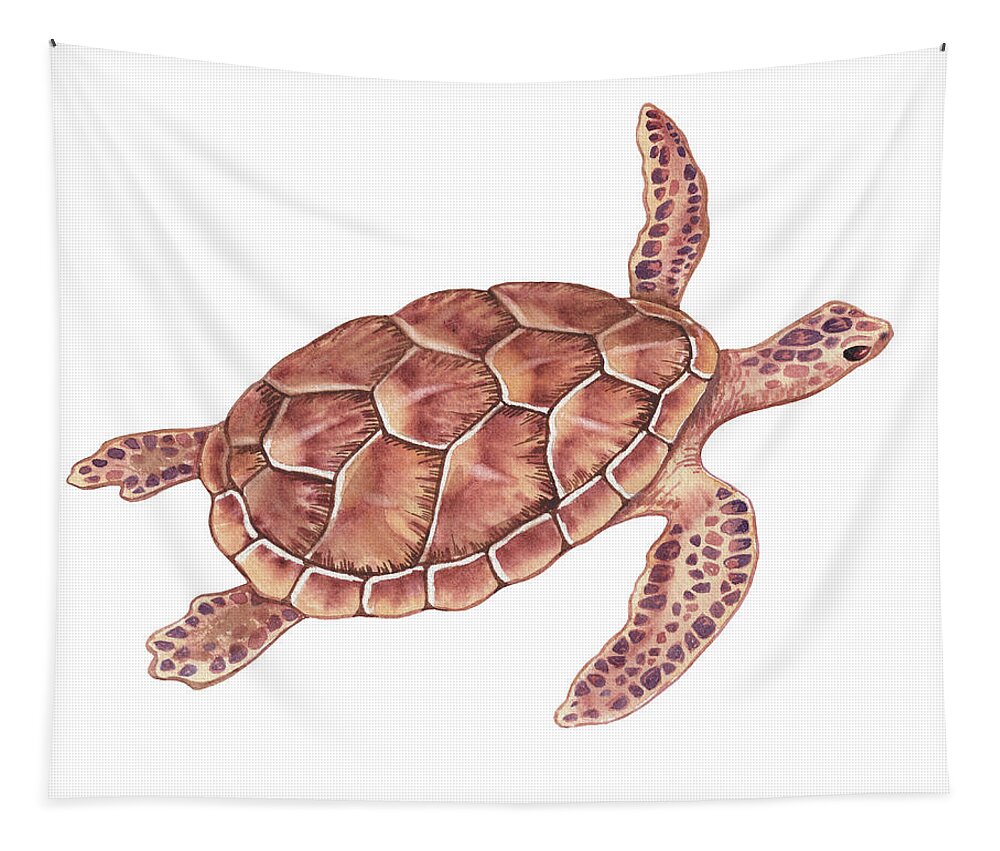 Giant Tapestry featuring the painting Giant Sea Turtle Watercolor by Irina Sztukowski