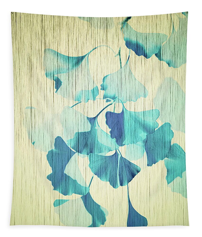 Ginkgo Tapestry featuring the photograph Ginkgo Textured Blue by Philippe Sainte-Laudy