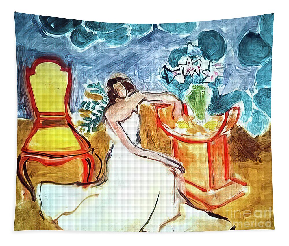 Girl Tapestry featuring the painting Girl in a White Dress by Henri Matisse 1941 by Henri Matisse