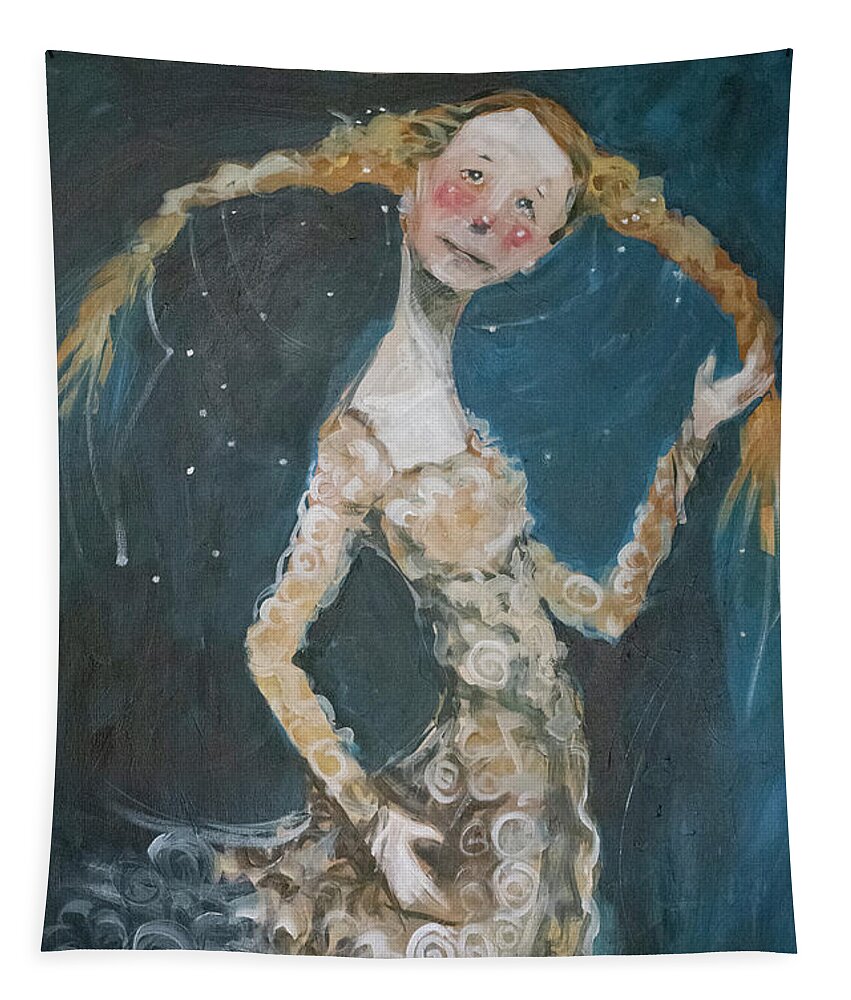 Ginger Tapestry featuring the painting Girl In Gown by Tim Nyberg