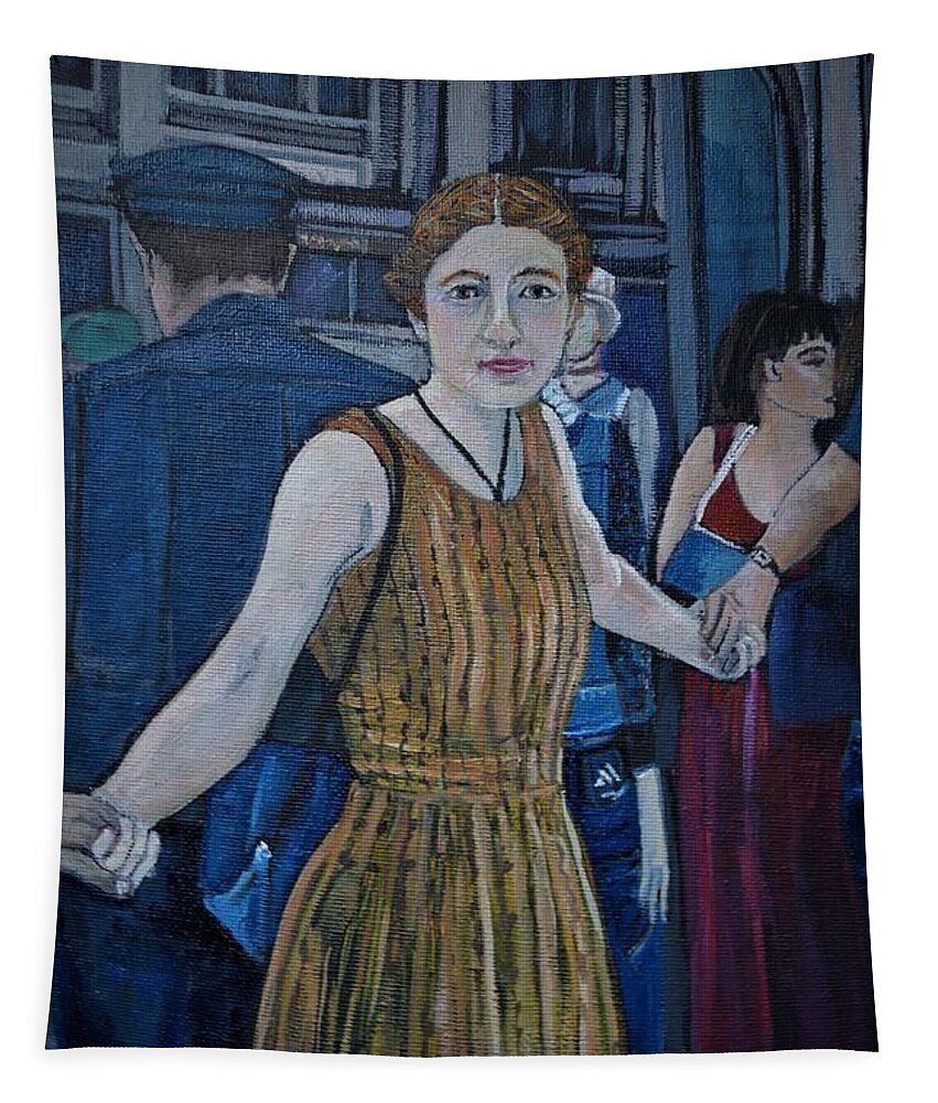 Women Tapestry featuring the painting Girl on the Street by Reb Frost