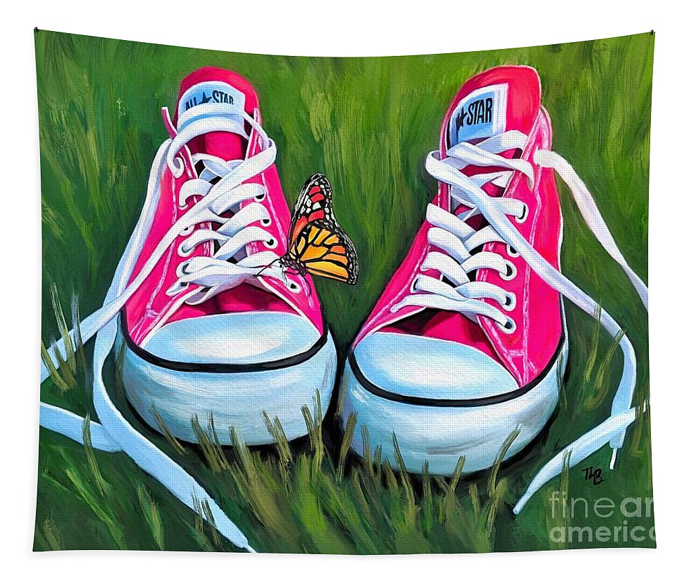 Sneakers Tapestry featuring the painting Girls Chucks by Tammy Lee Bradley
