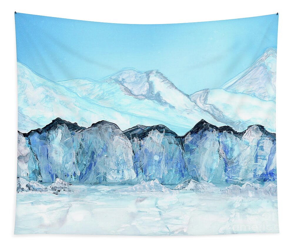 Snow Tapestry featuring the painting Glacier Ice by Julie Greene-Graham