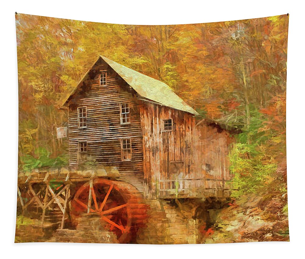 Babcock State Park Tapestry featuring the photograph Rustic Glade Creek Grist Mill by Ola Allen