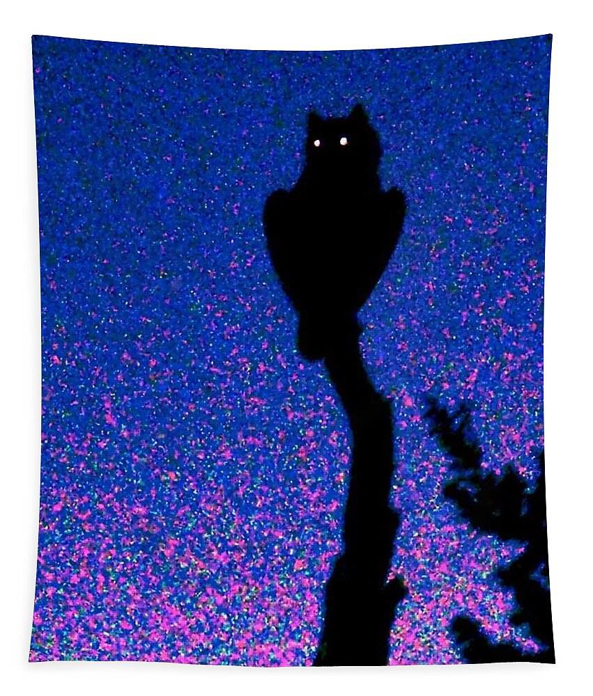 Arizona Tapestry featuring the photograph Glittering Great Horned Owl by Judy Kennedy