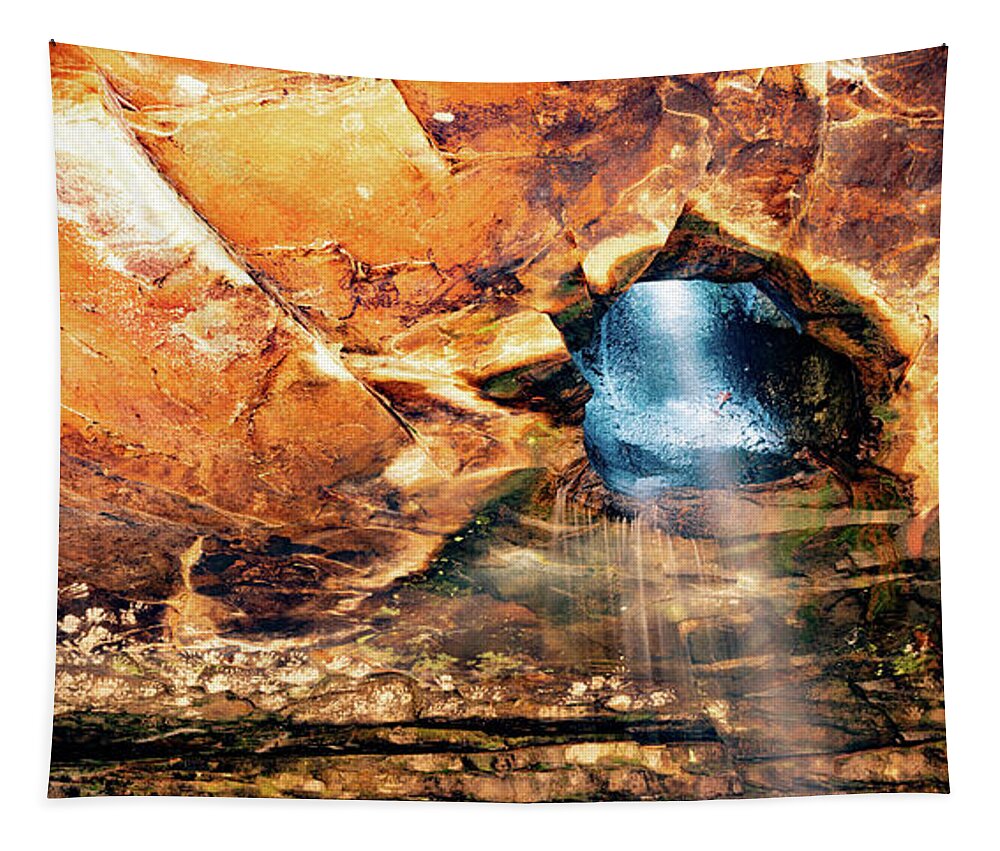 Glory Hole Falls Tapestry featuring the photograph Glory Hole Falls Panorama In The Ozark National Forest by Gregory Ballos