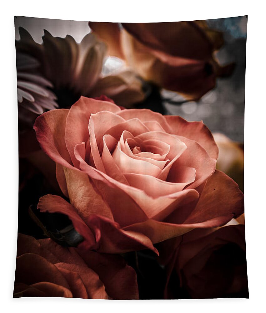 Rose Tapestry featuring the photograph Glowing Orange Tea Rose by W Craig Photography