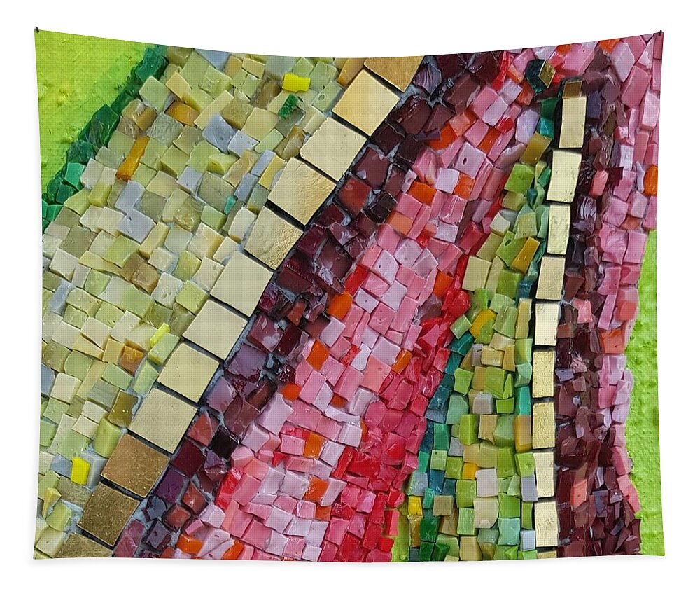Mosaic Tapestry featuring the glass art Go with the flow by Adriana Zoon