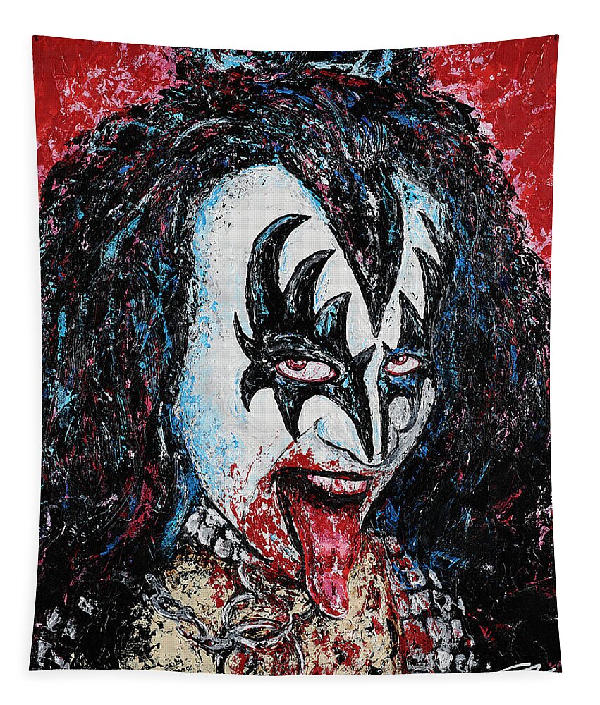 Kiss Tapestry featuring the painting God of Thunder by Steve Follman