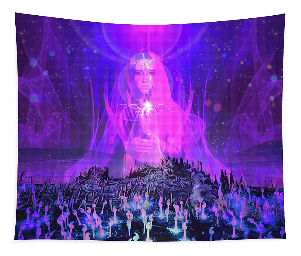 Goddess Tapestry featuring the digital art Goddess of New Earth 2 by Lisa Yount