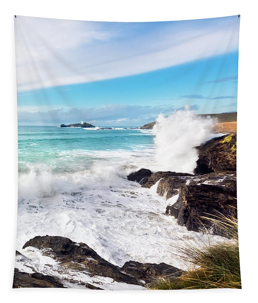 Godrevy Tapestry featuring the photograph Godrevy High Tide by Terri Waters