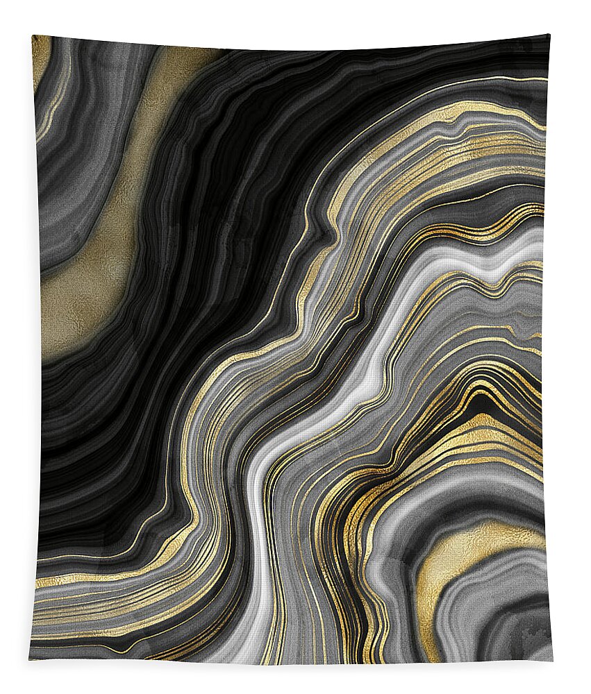 Gold And Black Agate Tapestry featuring the painting Gold And Black Agate by Modern Art