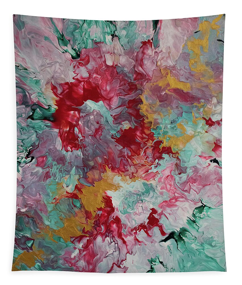 Pour Tapestry featuring the mixed media Gold and Rose by Aimee Bruno