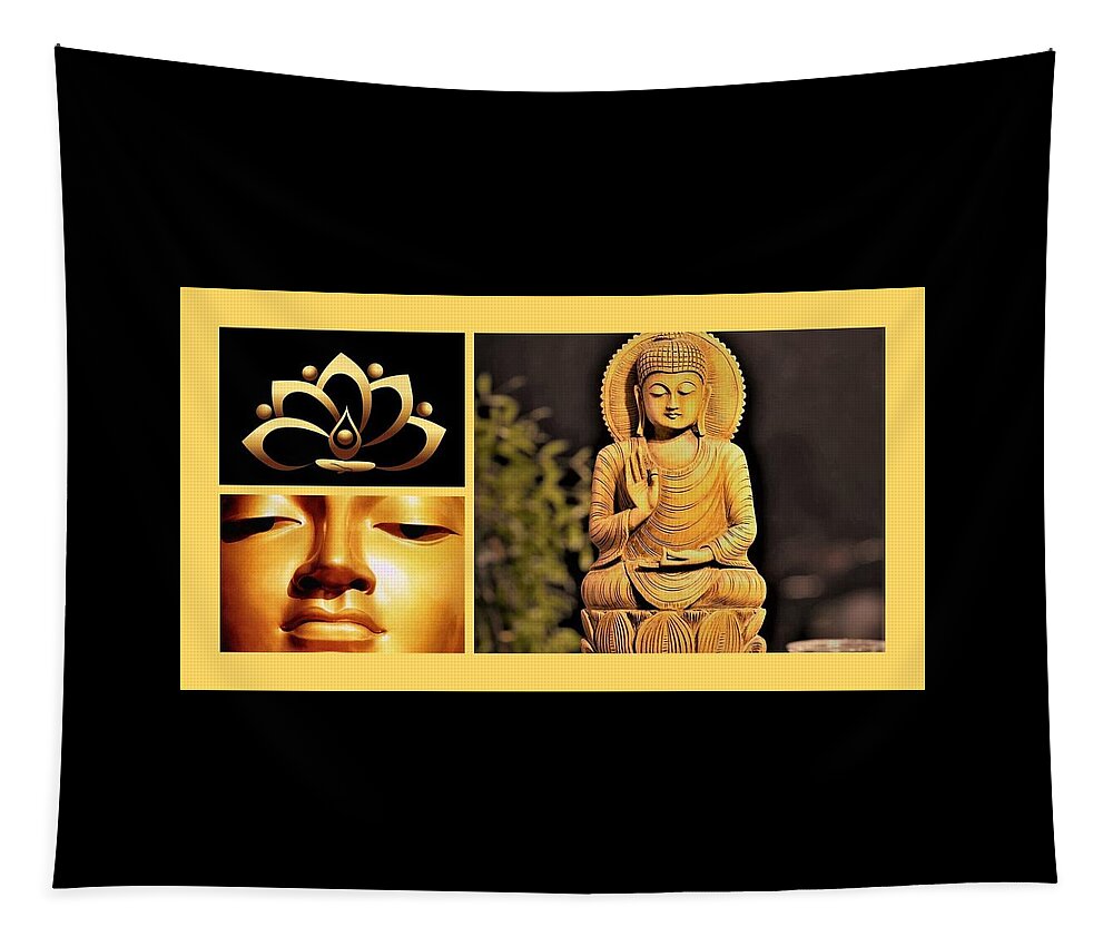 Buddha Tapestry featuring the photograph Golden Buddhas by Nancy Ayanna Wyatt