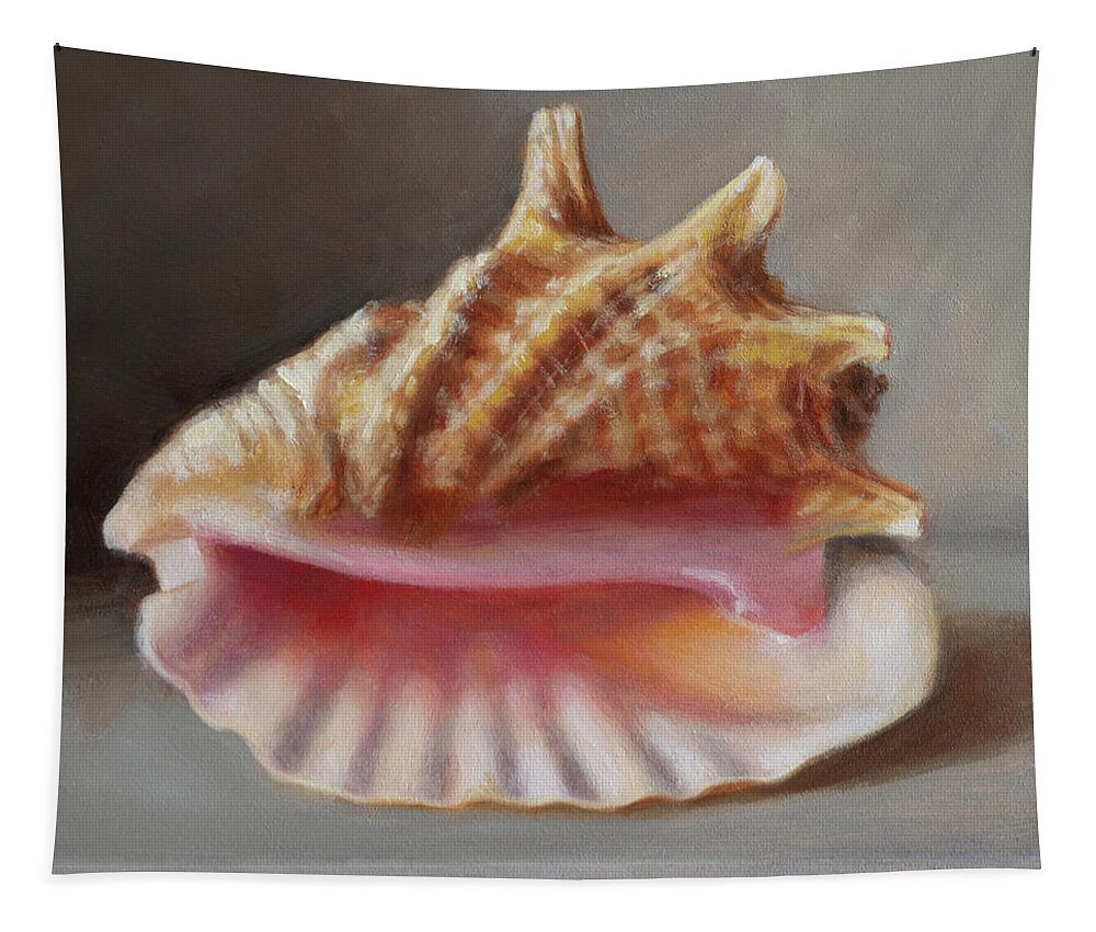 Sea Shell Tapestry featuring the painting Golden Conch by Susan N Jarvis