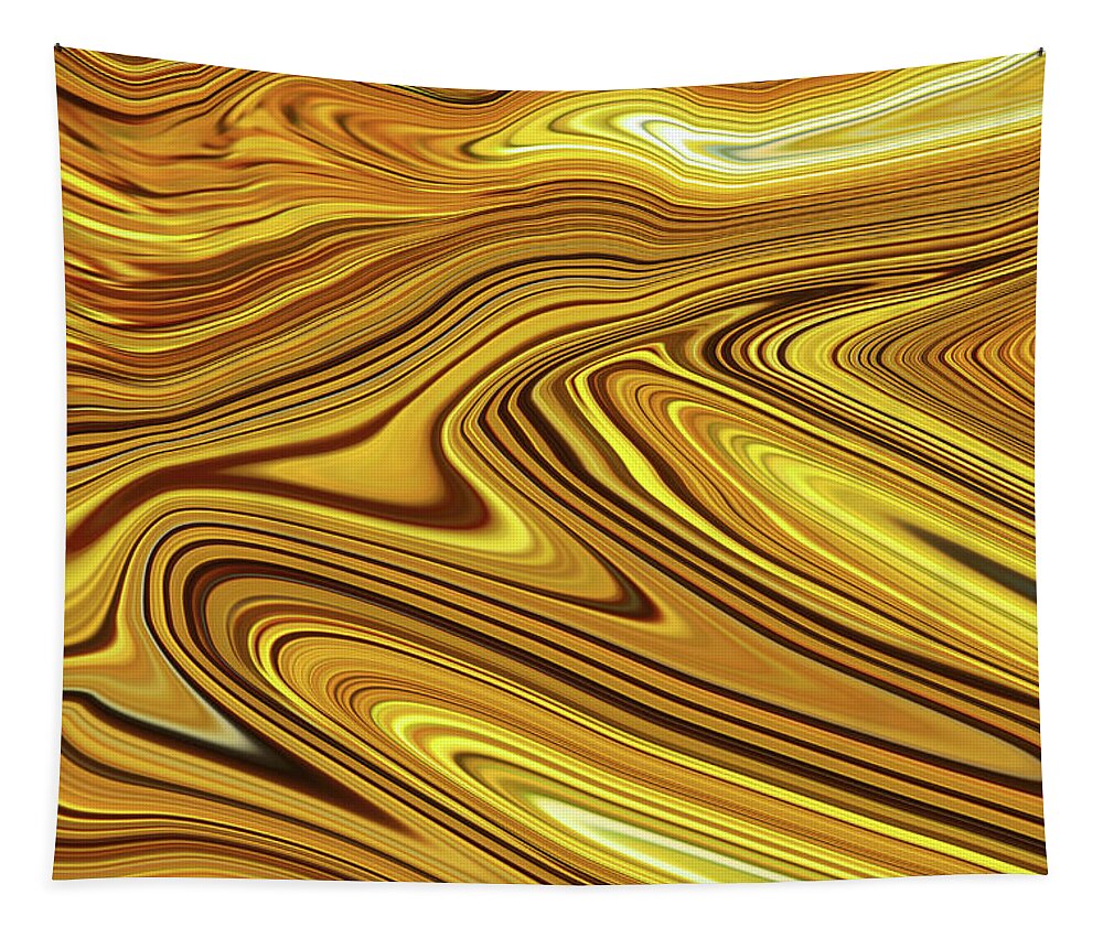 Abstract; Background; Flowing Tapestry featuring the photograph Golden flowing abstract background by Severija Kirilovaite