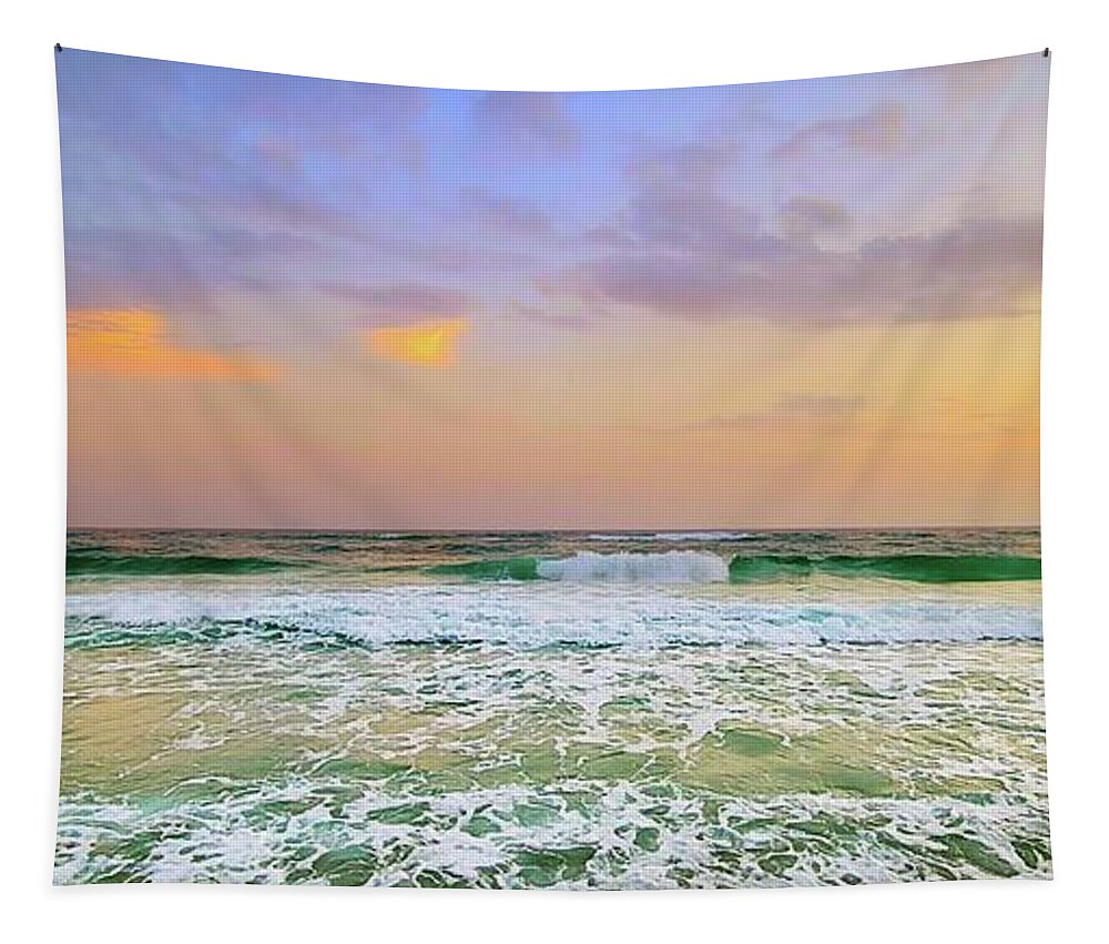 Gulf Of Mexico Tapestry featuring the photograph Golden Hour On The Beach by Ally White