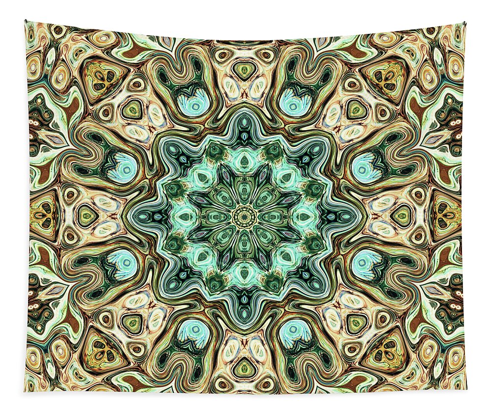 Mandala Tapestry featuring the digital art Golden Mandala by Phil Perkins