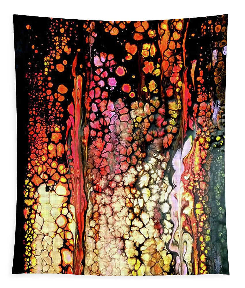 Gold Tapestry featuring the painting Golden Raindrops by Anna Adams