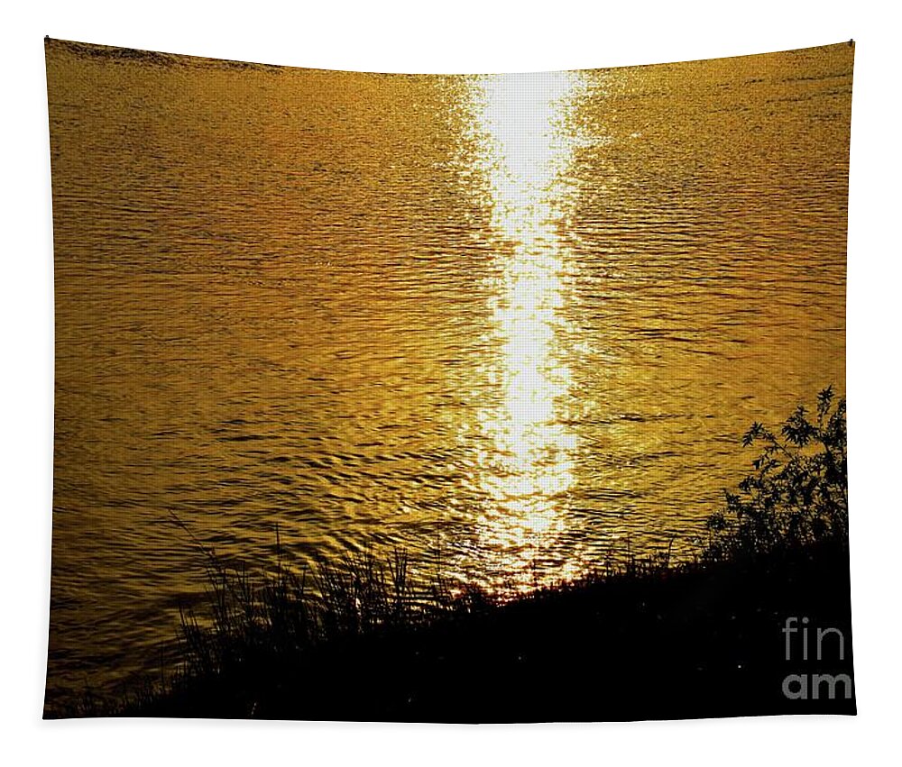 Nature Tapestry featuring the photograph Golden Skin of Sunset by Leonida Arte
