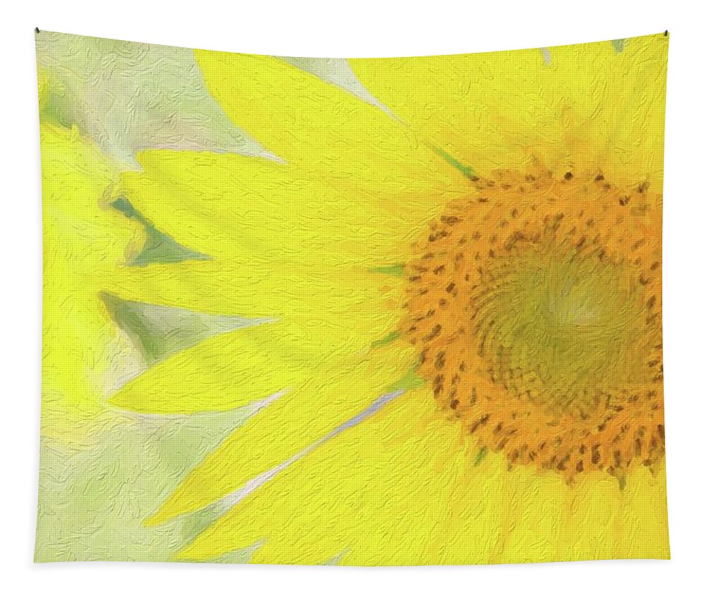 Sunflower Tapestry featuring the photograph Golden Sunflower Painting by Carolyn Ann Ryan