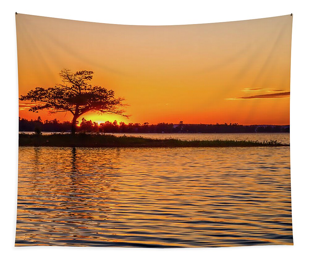 Golden Sunset Tapestry featuring the photograph Golden Sunset by Joe Holley