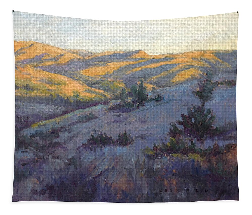 Santiago Oaks Regional Park Tapestry featuring the painting Golden Trail by Konnie Kim