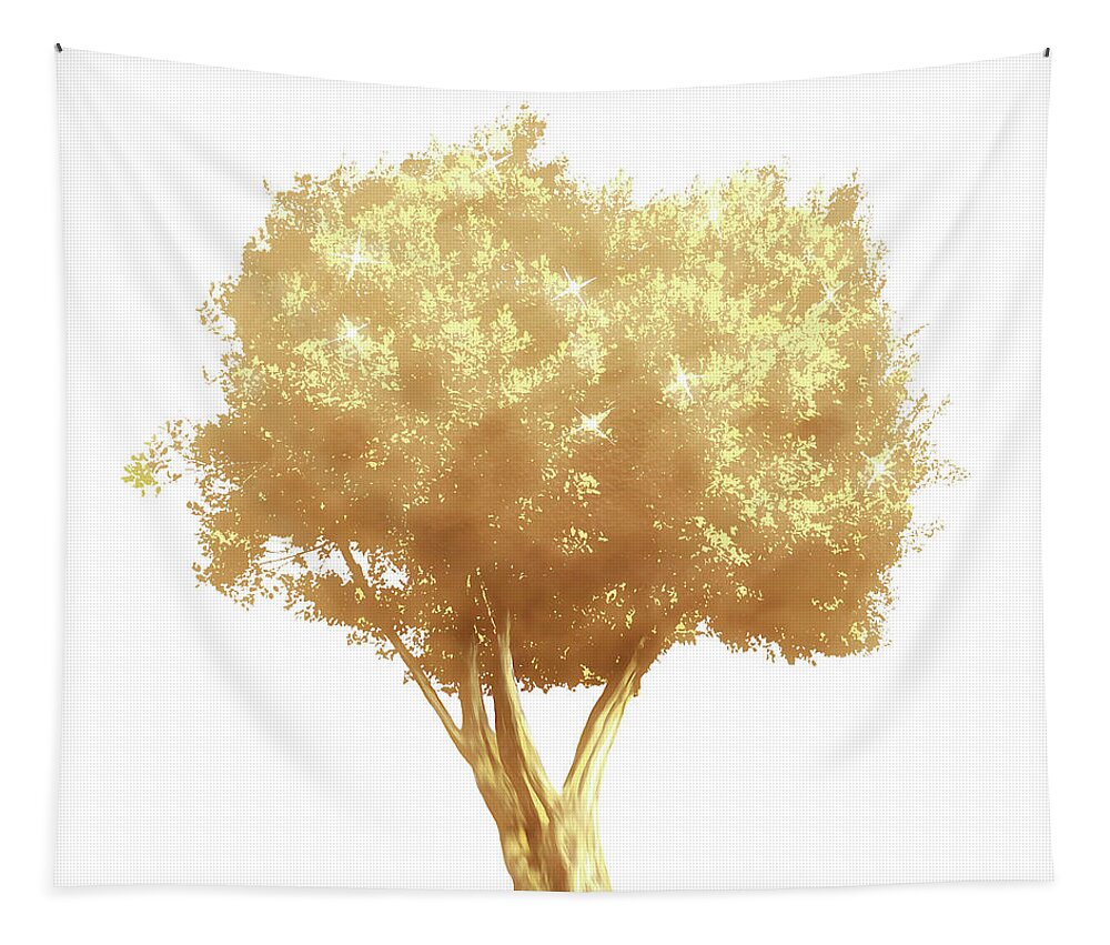 Tree Tapestry featuring the digital art Golden Tree Design 175 by Lucie Dumas