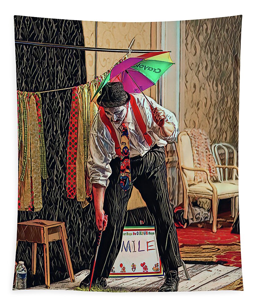 Clown Tapestry featuring the photograph Golfing Clown-Digital Art 2 by Steve Templeton