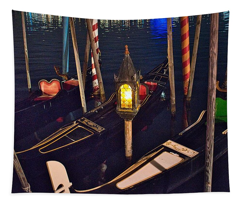 Boat Tapestry featuring the photograph Gondola Night by Portia Olaughlin