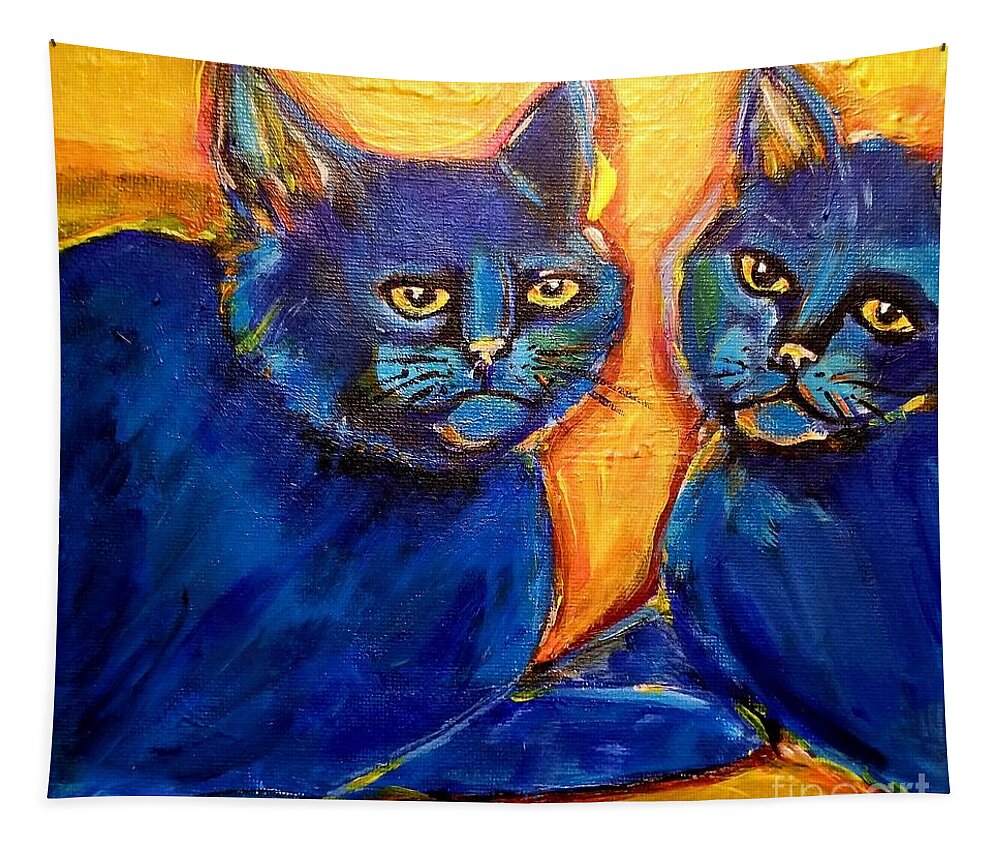 Cats Tapestry featuring the mixed media Gone but not Forgotten by Rabiah Seminole