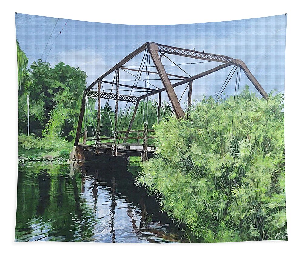 Bridge Tapestry featuring the painting Gone Fishing by William Brody