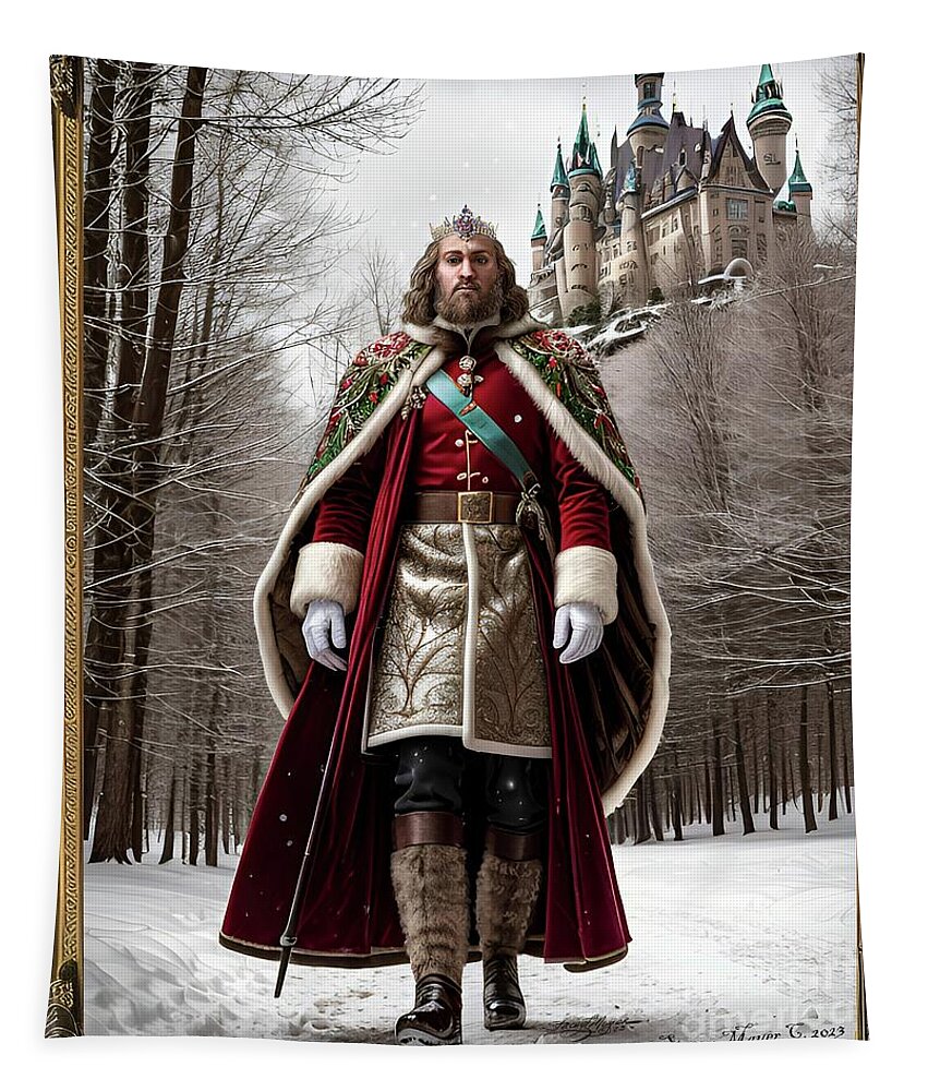 Christmas Tapestry featuring the digital art Good King Wenceslas by Stacey Mayer