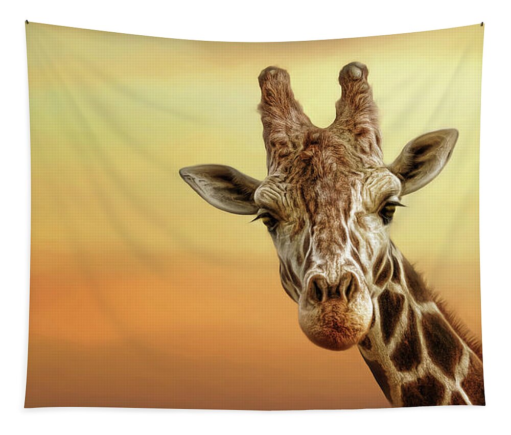 Giraffe Tapestry featuring the digital art Good Morning by Brad Barton