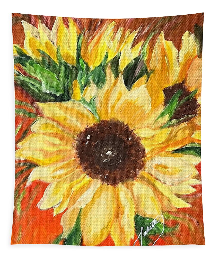 Sunny Tapestry featuring the painting Good Morning, Sunshine by Juliette Becker