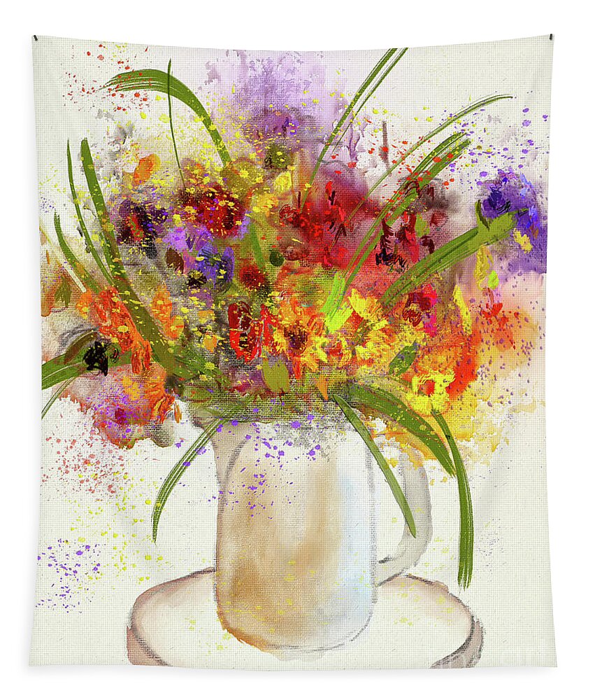 Flowers Tapestry featuring the digital art Goodbye Winter by Lois Bryan
