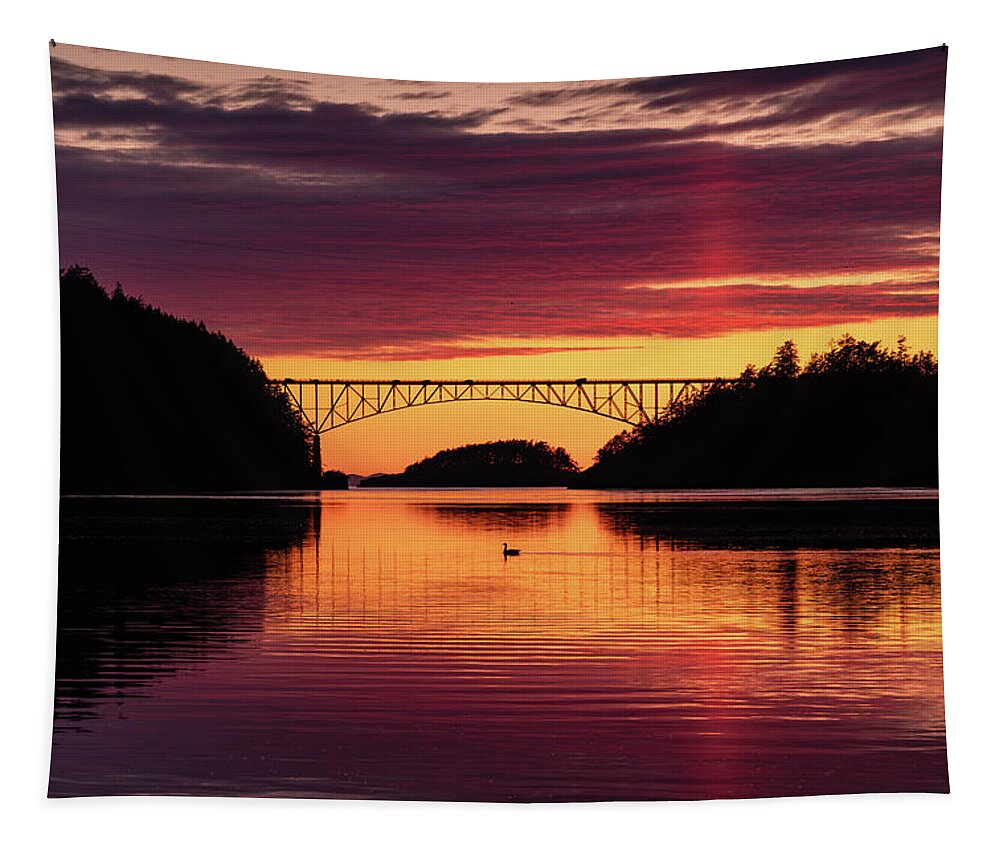 Bridge Tapestry featuring the photograph Goose in the Pass by Gary Skiff