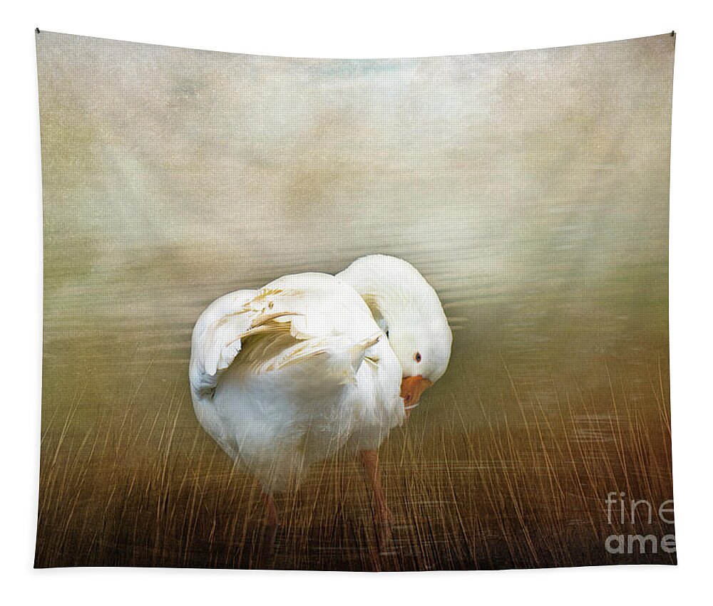 Goose Tapestry featuring the photograph Goose with an Itch by Elaine Teague